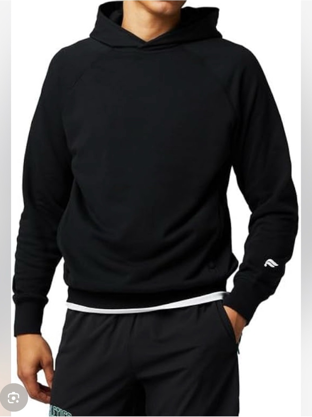 Fabletics Men's Black Crewneck Pullover Hoodie